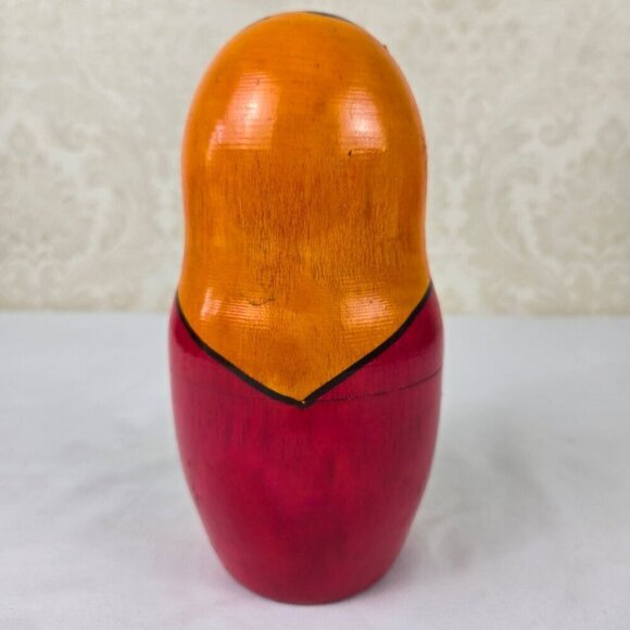 Single Matryoshka Doll Wood Hand Painted Russian Colorful Floral Motif - Picture 4 of 11